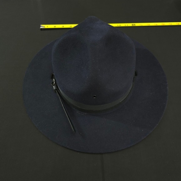 Beaver Quality XXXX Straw Oval Officer Troper Hat Men Black Brimmed Fedora 7 5/8 - Picture 2 of 9